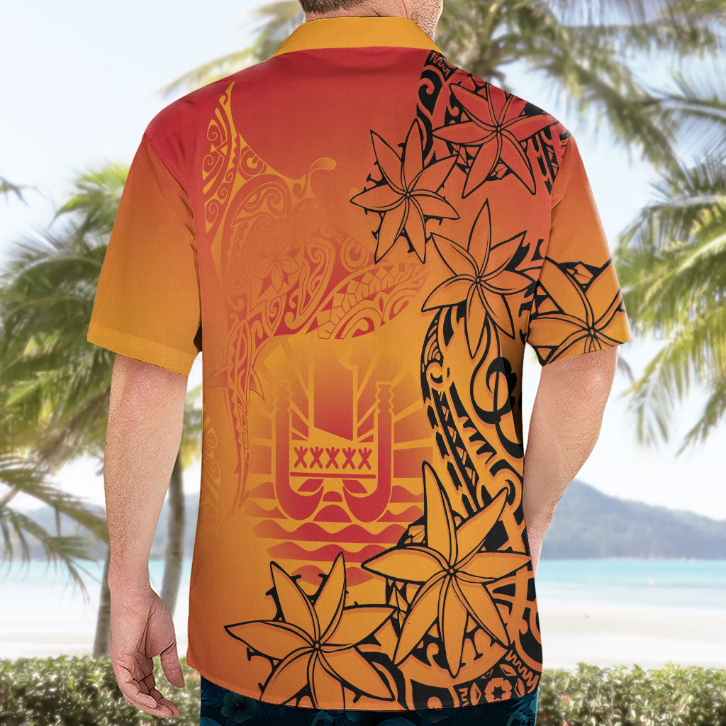 French Polynesia Manta Ray Tattoo Hawaiian Shirt Tahiti Hahalua Tiare Maori Gradient Style LT14 - Polynesian Pride