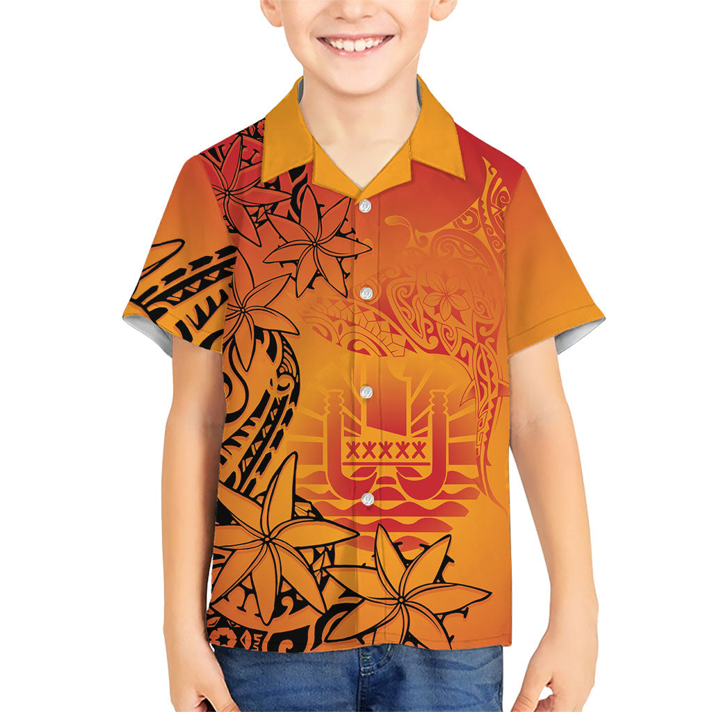 French Polynesia Manta Ray Tattoo Hawaiian Shirt Tahiti Hahalua Tiare Maori Gradient Style LT14 - Polynesian Pride