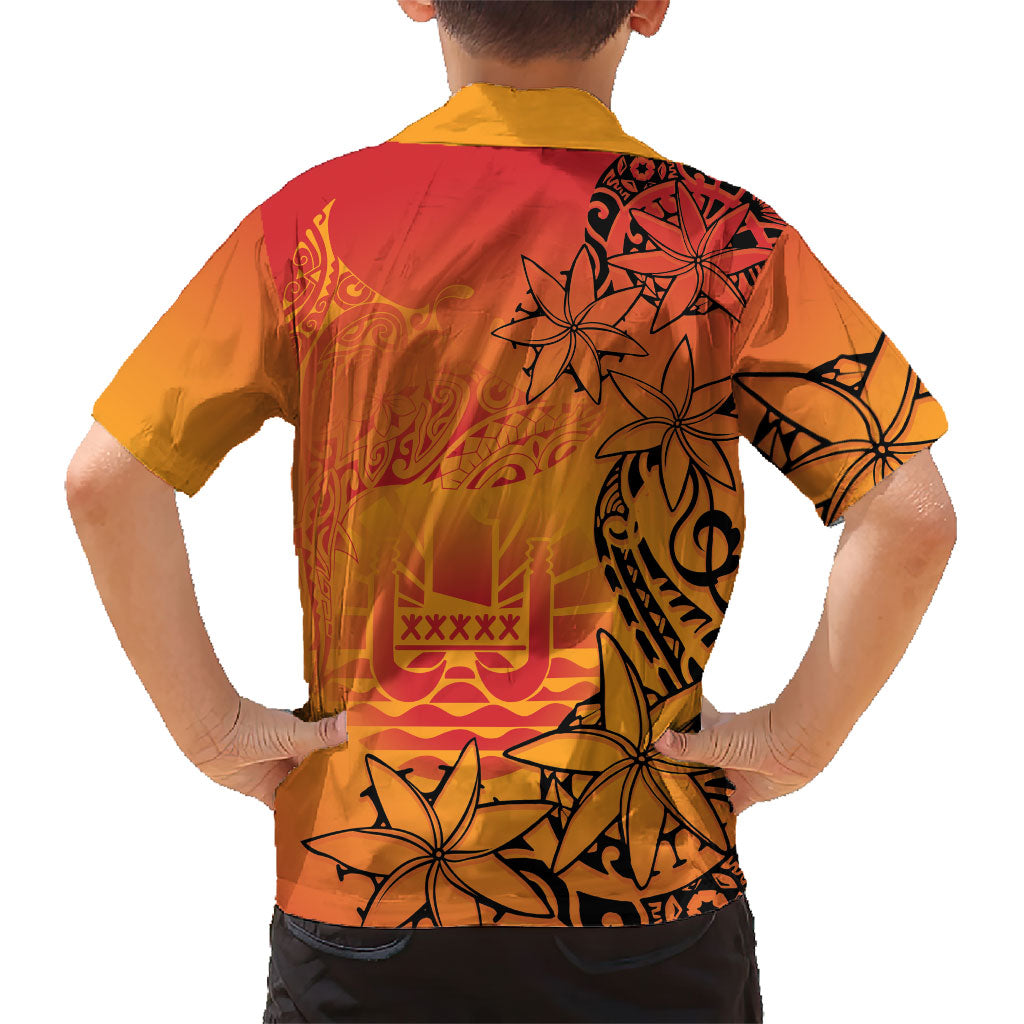 French Polynesia Manta Ray Tattoo Hawaiian Shirt Tahiti Hahalua Tiare Maori Gradient Style LT14 - Polynesian Pride