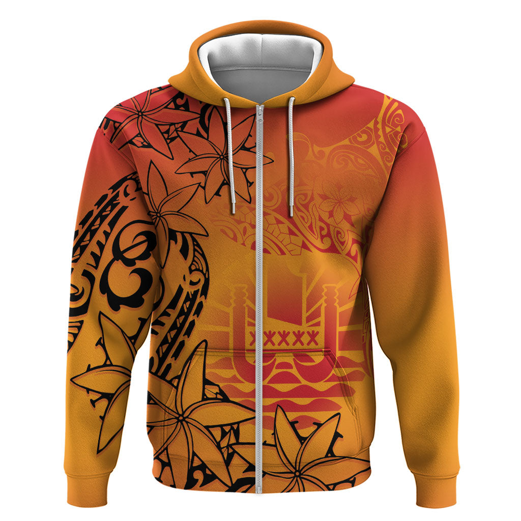 French Polynesia Manta Ray Tattoo Hoodie Tahiti Hahalua Tiare Maori Gradient Style