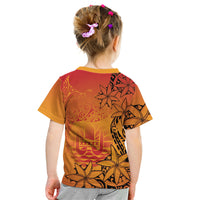French Polynesia Manta Ray Tattoo Kid T Shirt Tahiti Hahalua Tiare Maori Gradient Style