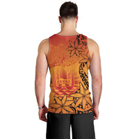 French Polynesia Manta Ray Tattoo Men Tank Top Tahiti Hahalua Tiare Maori Gradient Style