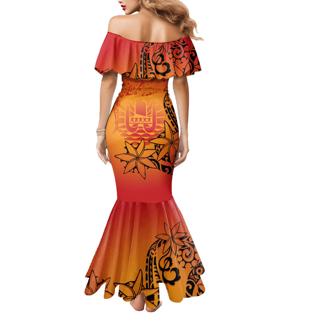 French Polynesia Manta Ray Tattoo Mermaid Dress Tahiti Hahalua Tiare Maori Gradient Style LT14 - Polynesian Pride