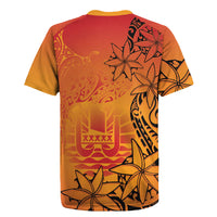 French Polynesia Manta Ray Tattoo Rugby Jersey Tahiti Hahalua Tiare Maori Gradient Style LT14 - Polynesian Pride