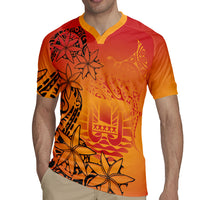 French Polynesia Manta Ray Tattoo Rugby Jersey Tahiti Hahalua Tiare Maori Gradient Style LT14 - Polynesian Pride