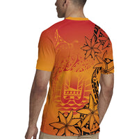 French Polynesia Manta Ray Tattoo Rugby Jersey Tahiti Hahalua Tiare Maori Gradient Style LT14 - Polynesian Pride