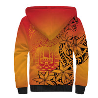 French Polynesia Manta Ray Tattoo Sherpa Hoodie Tahiti Hahalua Tiare Maori Gradient Style LT14 - Polynesian Pride