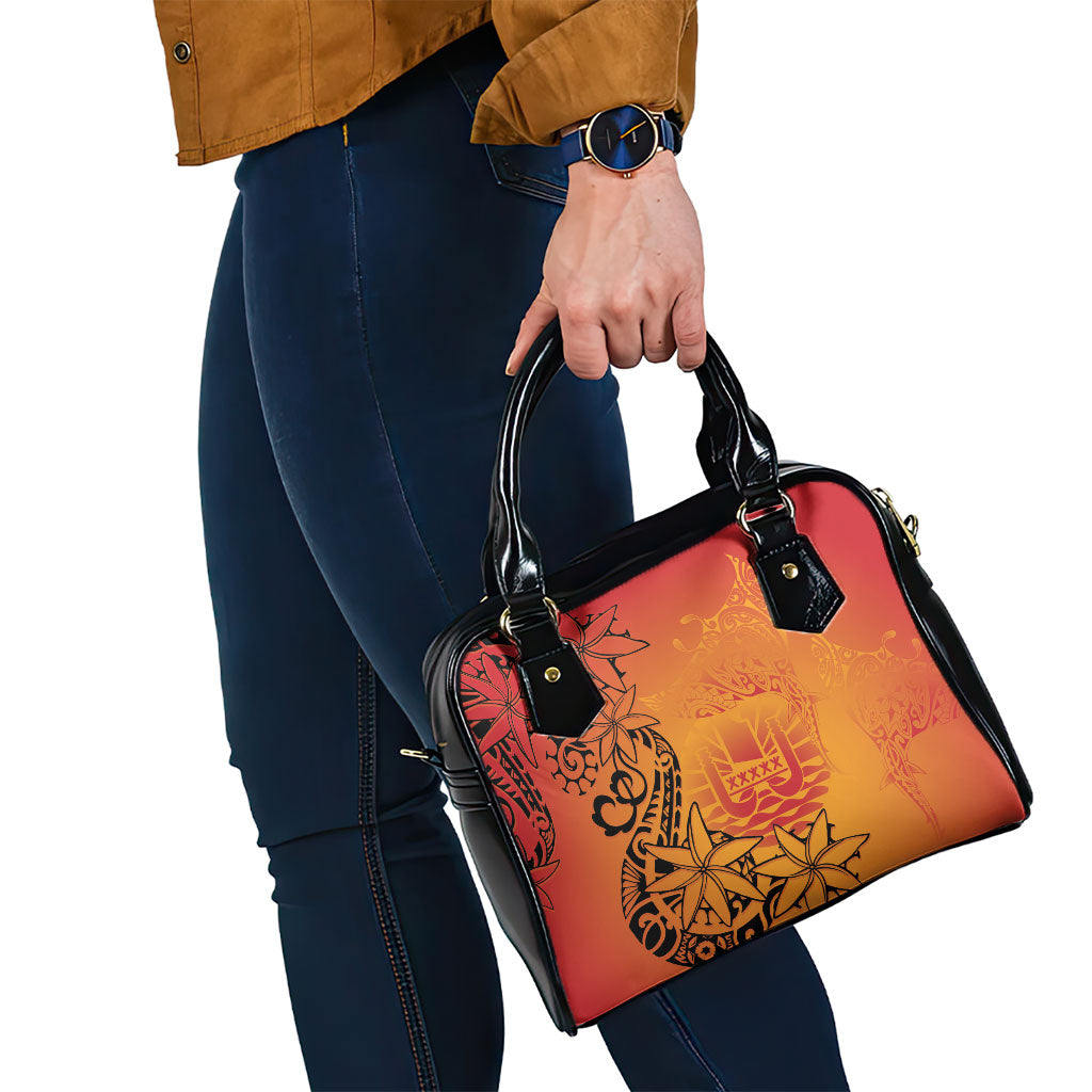 French Polynesia Manta Ray Tattoo Shoulder Handbag Tahiti Hahalua Tiare Maori Gradient Style