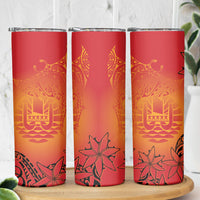 French Polynesia Manta Ray Tattoo Skinny Tumbler Tahiti Hahalua Tiare Maori Gradient Style LT14 - Polynesian Pride