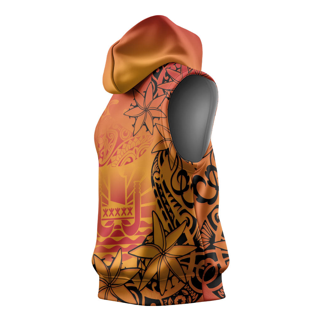 French Polynesia Manta Ray Tattoo Sleeveless Hoodie Tahiti Hahalua Tiare Maori Gradient Style LT14 - Polynesian Pride