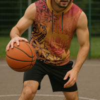 French Polynesia Manta Ray Tattoo Sleeveless Hoodie Tahiti Hahalua Tiare Maori Gradient Style LT14 - Polynesian Pride