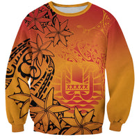 French Polynesia Manta Ray Tattoo Sweatshirt Tahiti Hahalua Tiare Maori Gradient Style