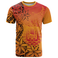 French Polynesia Manta Ray Tattoo T Shirt Tahiti Hahalua Tiare Maori Gradient Style