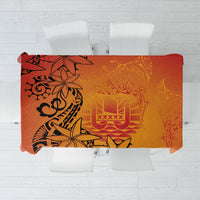 French Polynesia Manta Ray Tattoo Tablecloth Tahiti Hahalua Tiare Maori Gradient Style