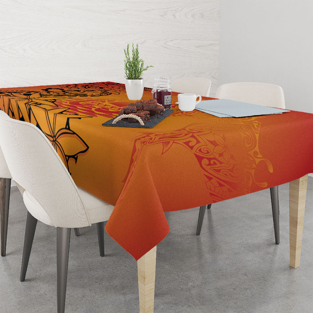French Polynesia Manta Ray Tattoo Tablecloth Tahiti Hahalua Tiare Maori Gradient Style