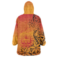 French Polynesia Manta Ray Tattoo Wearable Blanket Hoodie Tahiti Hahalua Tiare Maori Gradient Style LT14 - Polynesian Pride