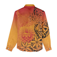 French Polynesia Manta Ray Tattoo Women Casual Shirt Tahiti Hahalua Tiare Maori Gradient Style LT14 - Polynesian Pride