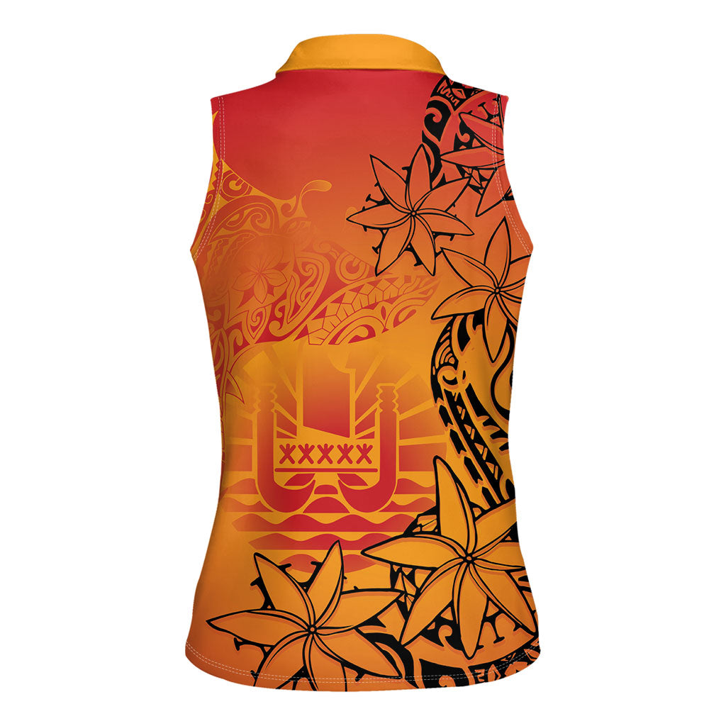 French Polynesia Manta Ray Tattoo Women Sleeveless Polo Shirt Tahiti Hahalua Tiare Maori Gradient Style LT14 - Polynesian Pride