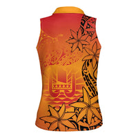 French Polynesia Manta Ray Tattoo Women Sleeveless Polo Shirt Tahiti Hahalua Tiare Maori Gradient Style LT14 - Polynesian Pride