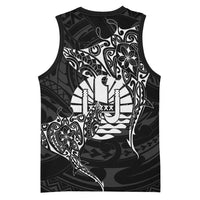 French Polynesia Manta Ray Tattoo Basketball Jersey Tahiti Hahalua Turtle Shark Black Color LT14 - Polynesian Pride