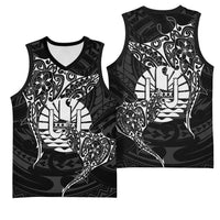 French Polynesia Manta Ray Tattoo Basketball Jersey Tahiti Hahalua Turtle Shark Black Color LT14 - Polynesian Pride