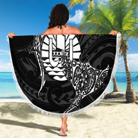 French Polynesia Manta Ray Tattoo Beach Blanket Tahiti Hahalua Turtle Shark Black Color LT14 - Polynesian Pride