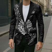 French Polynesia Manta Ray Tattoo Blazer Tahiti Hahalua Turtle Shark Black Color
