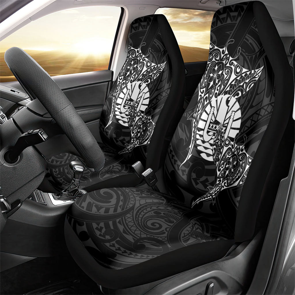 French Polynesia Manta Ray Tattoo Car Seat Cover Tahiti Hahalua Turtle Shark Black Color LT14 - Polynesian Pride