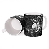 French Polynesia Manta Ray Tattoo Ceramic Mug Tahiti Hahalua Turtle Shark Black Color