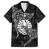 French Polynesia Manta Ray Tattoo Family Matching Puletasi and Hawaiian Shirt Tahiti Hahalua Turtle Shark Black Color LT14 Dad's Shirt - Short Sleeve Black - Polynesian Pride