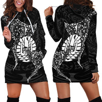 French Polynesia Manta Ray Tattoo Hoodie Dress Tahiti Hahalua Turtle Shark Black Color LT14 - Polynesian Pride