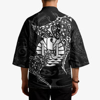 French Polynesia Manta Ray Tattoo Kimono Tahiti Hahalua Turtle Shark Black Color