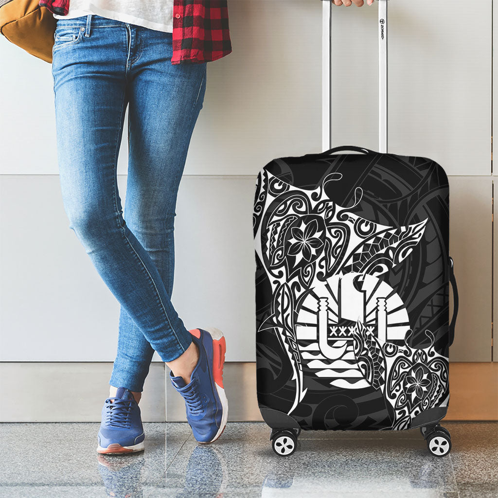 French Polynesia Manta Ray Tattoo Luggage Cover Tahiti Hahalua Turtle Shark Black Color LT14 - Polynesian Pride
