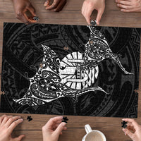 French Polynesia Manta Ray Tattoo Puzzle Tahiti Hahalua Turtle Shark Black Color