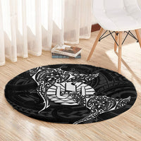 French Polynesia Manta Ray Tattoo Round Carpet Tahiti Hahalua Turtle Shark Black Color LT14 - Polynesian Pride