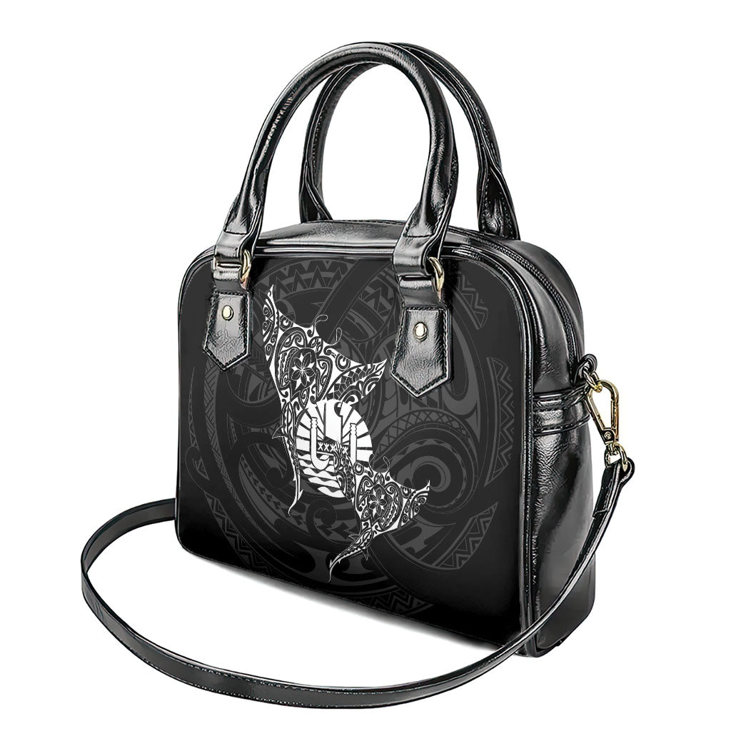 French Polynesia Manta Ray Tattoo Shoulder Handbag Tahiti Hahalua Turtle Shark Black Color LT14 - Polynesian Pride
