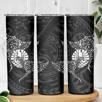 French Polynesia Manta Ray Tattoo Skinny Tumbler Tahiti Hahalua Turtle Shark Black Color LT14 - Polynesian Pride