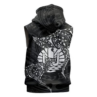 French Polynesia Manta Ray Tattoo Sleeveless Zip Hoodie Tahiti Hahalua Turtle Shark Black Color LT14 - Polynesian Pride