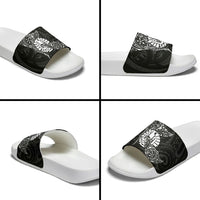 French Polynesia Manta Ray Tattoo Slide Sandals Tahiti Hahalua Turtle Shark Black Color