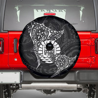 French Polynesia Manta Ray Tattoo Spare Tire Cover Tahiti Hahalua Turtle Shark Black Color LT14 - Polynesian Pride
