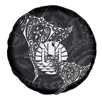 French Polynesia Manta Ray Tattoo Spare Tire Cover Tahiti Hahalua Turtle Shark Black Color LT14 - Polynesian Pride