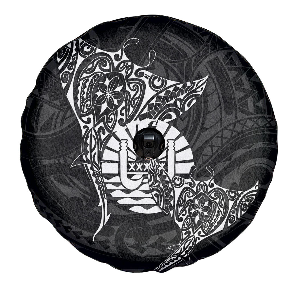 French Polynesia Manta Ray Tattoo Spare Tire Cover Tahiti Hahalua Turtle Shark Black Color LT14 - Polynesian Pride