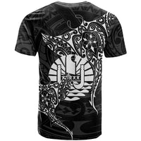 French Polynesia Manta Ray Tattoo T Shirt Tahiti Hahalua Turtle Shark Black Color