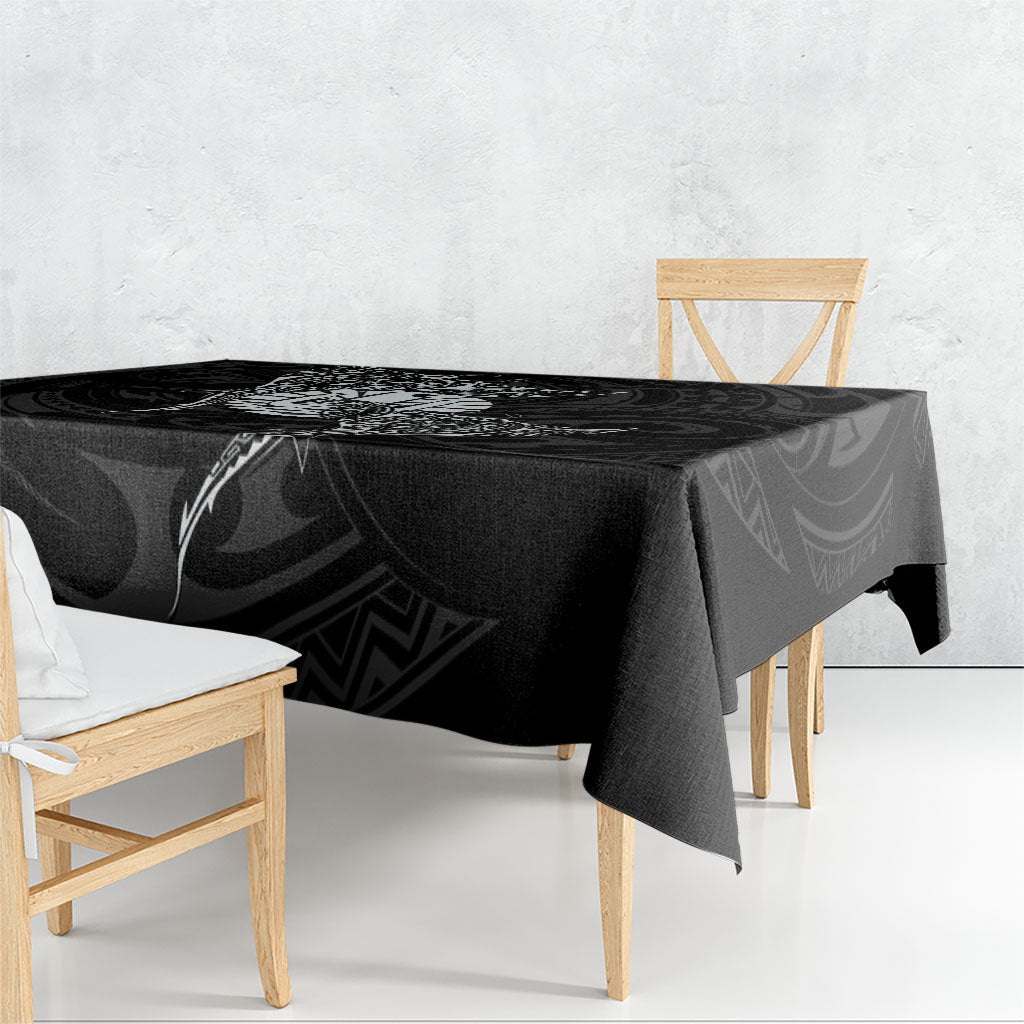 French Polynesia Manta Ray Tattoo Tablecloth Tahiti Hahalua Turtle Shark Black Color