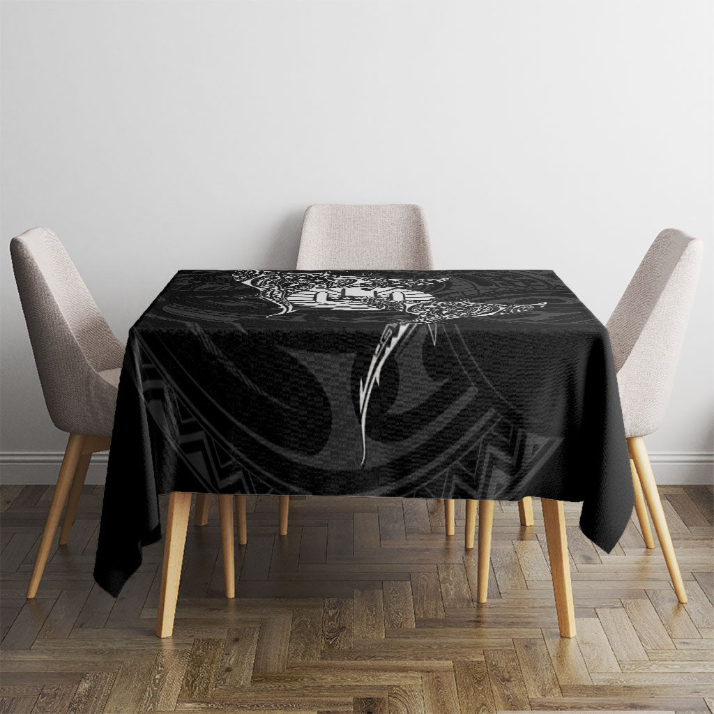 French Polynesia Manta Ray Tattoo Tablecloth Tahiti Hahalua Turtle Shark Black Color