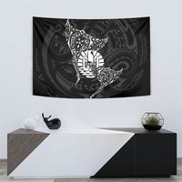 French Polynesia Manta Ray Tattoo Tapestry Tahiti Hahalua Turtle Shark Black Color