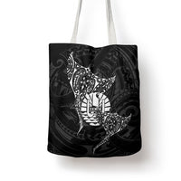 French Polynesia Manta Ray Tattoo Tote Bag Tahiti Hahalua Turtle Shark Black Color
