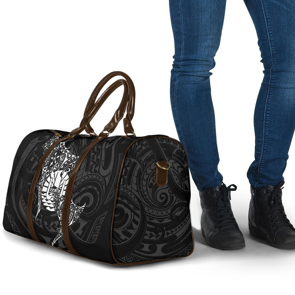 French Polynesia Manta Ray Tattoo Travel Bag Tahiti Hahalua Turtle Shark Black Color