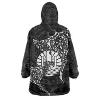 French Polynesia Manta Ray Tattoo Wearable Blanket Hoodie Tahiti Hahalua Turtle Shark Black Color LT14 - Polynesian Pride