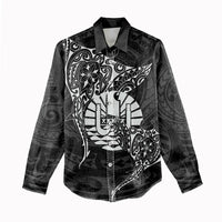 French Polynesia Manta Ray Tattoo Women Casual Shirt Tahiti Hahalua Turtle Shark Black Color LT14 - Polynesian Pride